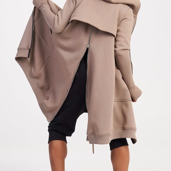 Long Zipper Fleece Maxi Hoodie with Thumb holes - Picture 4 of 8